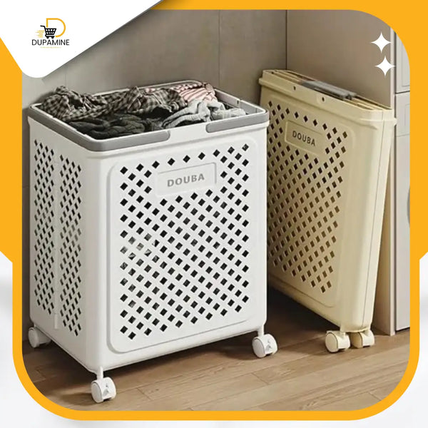 Foldable Laundry Basket with Wheels - سلة غسيل الملابس القابلة للطي مع عجلات