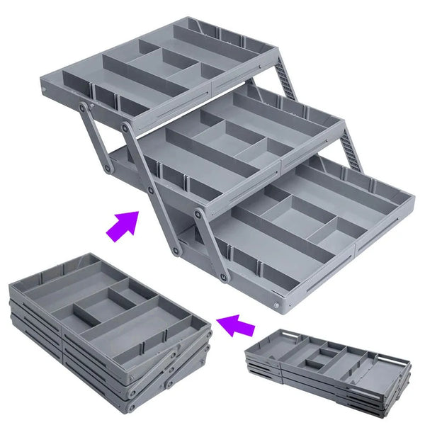 منظم ادراج قابل للتطويل و الطي 3 طبقات 3-Tier Expandable and Foldable Drawer Organizer