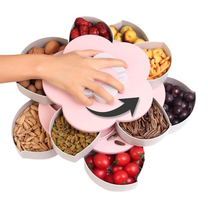 مضيفة متعددة الطبقات على شكل وردة 2 Layers Flower Rotating Candy Box Dried Fruit - Dupamine Store - 10.000