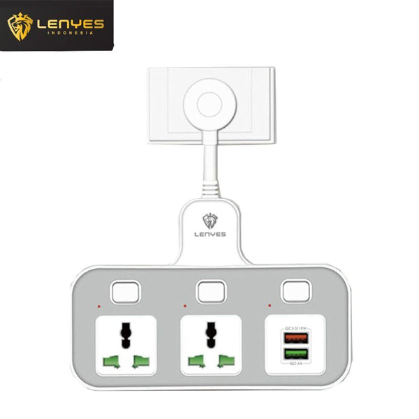 وصلة بفيش عدد 2 وUsb عدد2 lenyes Ls129 3000W Power Socket 2 Socket 2 USB - Dupamine Store - 12.000