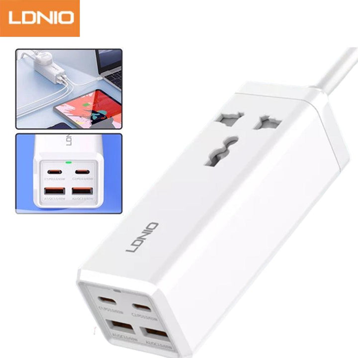 وصلة كهربائية تدعم الشحن السريع و 2 usb ومخرج واحد desktop power strip - Dupamine Store - 18.000