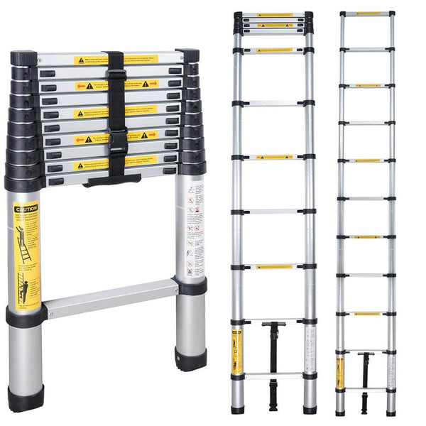 سلم ألمنيوم تلسكوبي بطول 3.2 متر ، قابل للطي ، محمول ، متعدد الأغراض 3.2 Portable Household Aluminum Extension Ladder Multipurpose - Dupamine Store - 65.000