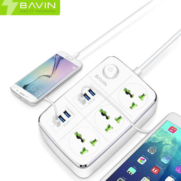 وصلة كهربائية بـ3 مقابس + 6 BAVIN 5.4A USB - Dupamine Store - 14.000