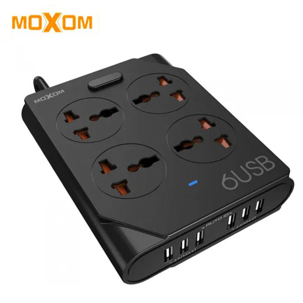 وصلة كهربائية ب 4 مقابس و 6 مداخل USB MOXOM 6 usb power socker fireproof material - Dupamine Store - 16.000