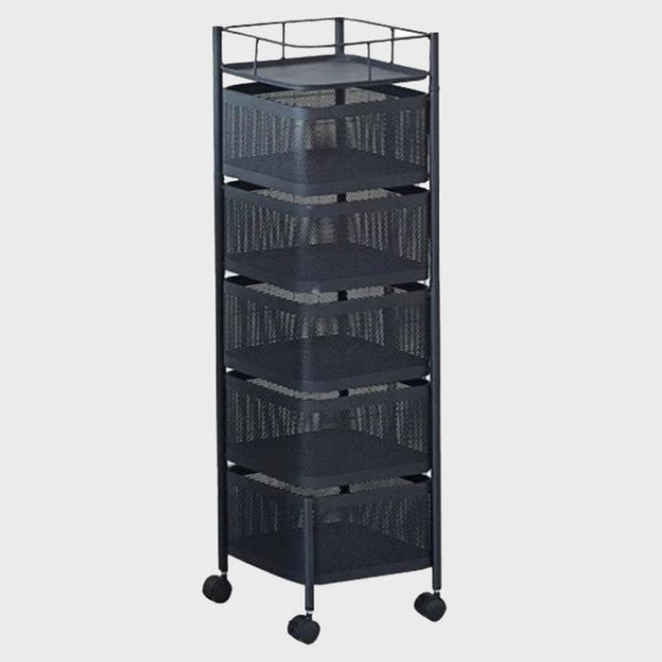 رفوف مربعة معدنية 5 طبقات لإستخدامات متعددة قابلة للدوران 5 Layers Kitchen Rotating Trolley - Dupamine Store - 22.000