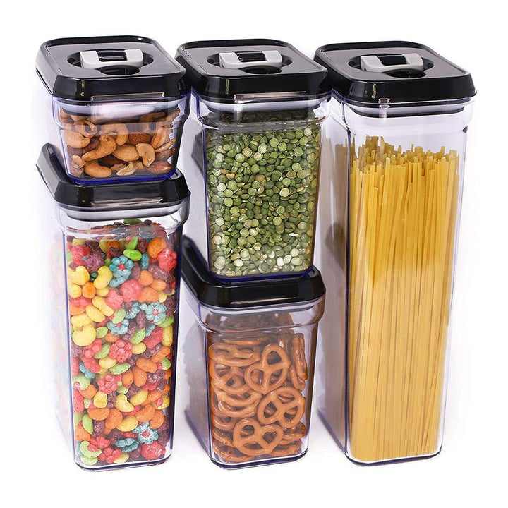 مرطبانات لتنظيم البقوليات والحبوب عدد 5 متعدد الأحجام food storage container set - Dupamine Store - 9.000