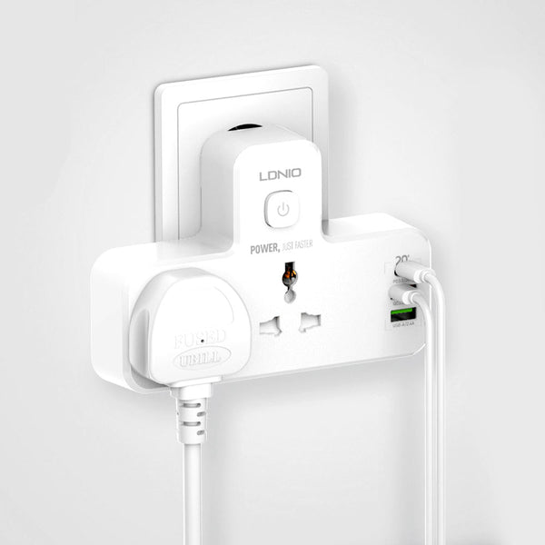 وصلة كهرباء وشاحن مع اضاءة باللمس (3شواحن+مخرجين كهرباء) Power cord and charger with touch lighting (3) chargers + 2 power outlets