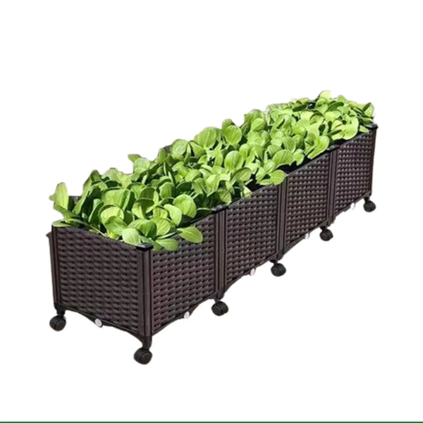 صندوق زراعي خارجي بلاستيكي Planting box with wheels 4 BOXES