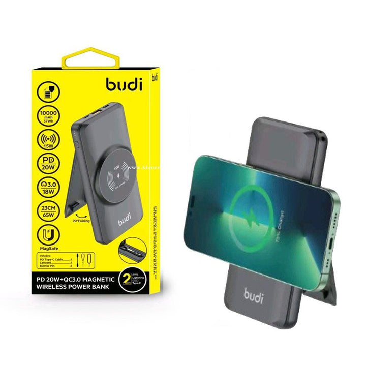 باوربانك لاسلكي مغناطيسي للهواتف الذكية Budi p8802W Wireless Magnetic Mobile Charger 10000mah - Dupamine Store - 28.000