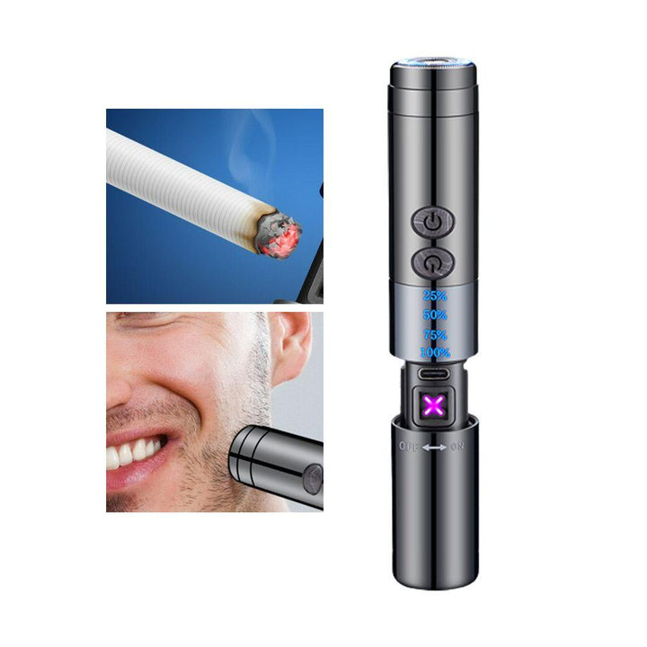 ولاعة معدنية وحلاقة للذقن Dual arc with shaver lighter - Dupamine Store - 17.000