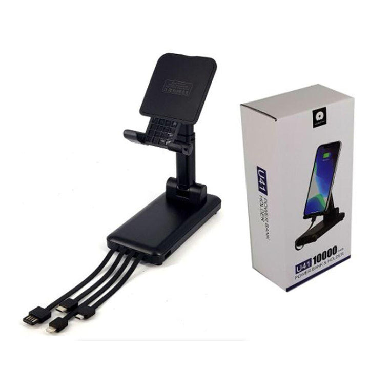 باوربانك وستاند للهاتف متعدد الوصلات لجميع الهواتف In-built Cable &Holder u41-10000mah - Dupamine Store - 20.000