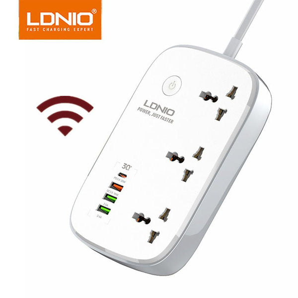 وصلة كهربائية واي فاي مزودة بتطبيق Ldnio Scw3451 Wi-Fi Smart Power Strip 3 Power Socket 4 USB Ports - Dupamine Store - 25.000