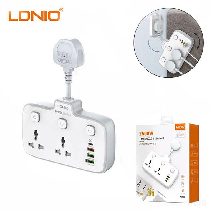 وصلة كهربائية بمفاتيح تشغيل منفصلة Ldnio Universal Power Strip 2500W QC3.0 SC2413 - Dupamine Store - 12.000