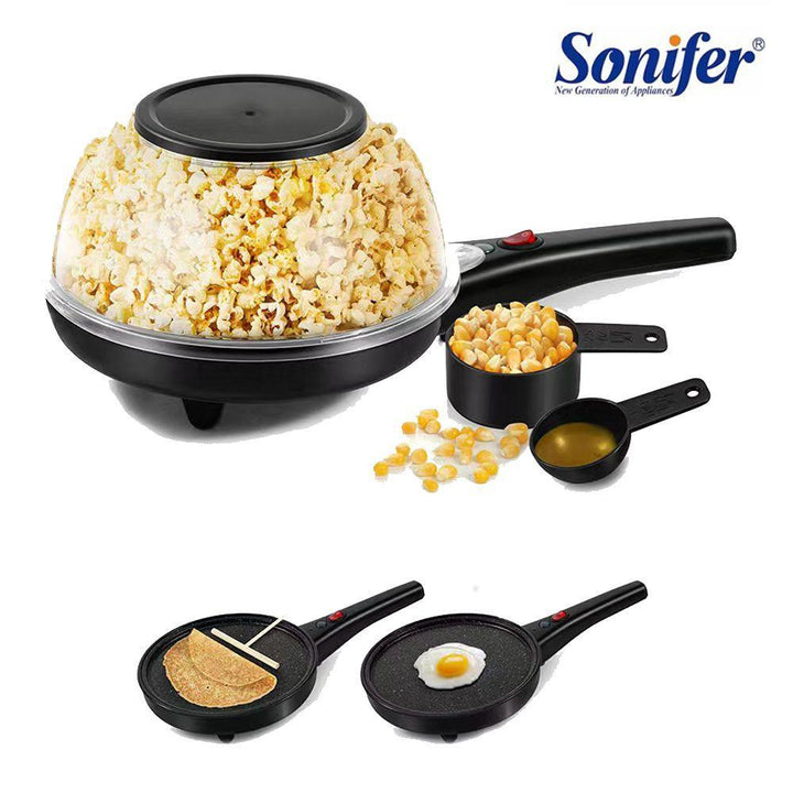 ماكينة صنع البوشار والبان كيك ومقلاة بيض Popcorn maker 3 in 1 SONIFER SF-3046 - Dupamine Store - 28.000