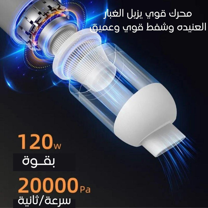 مكنسة سيارة شفط ونفخ تعمل بالشحن remax 2 in 1 Portable Car Vacuum Cleaner + Air Duster - Dupamine Store - 14.000