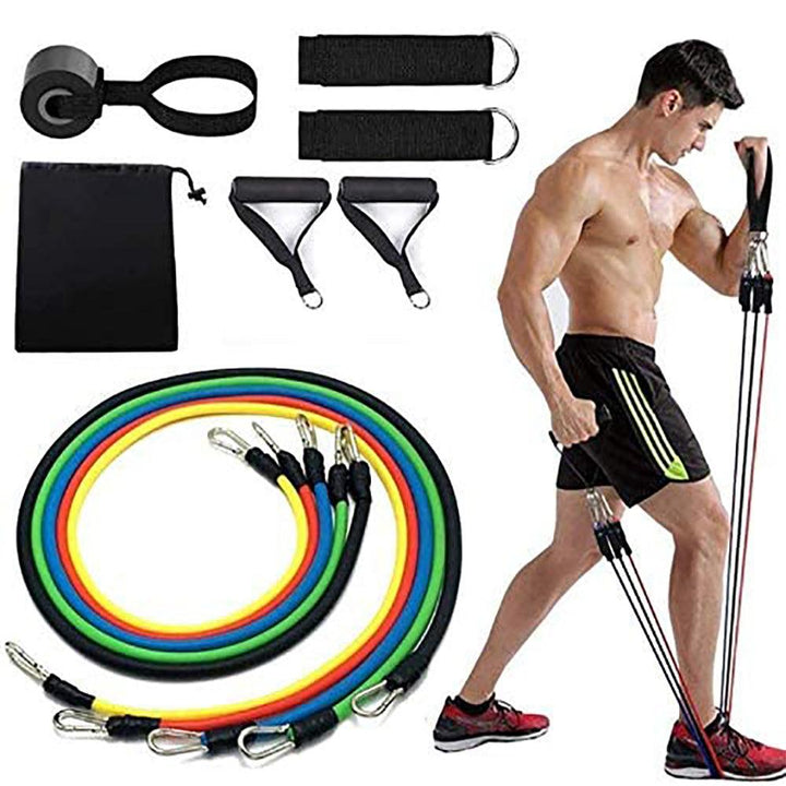 أحبال مقاومة مرنة خماسية للرياضة Resistance Band Power Exercise With Handles - Dupamine Store - 10.000