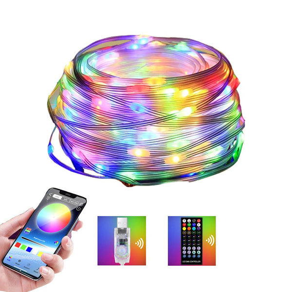 حبل ليد مع تطبيق وتغير اللون علي الصوت SMART FAIRY LIGHTS IC-RGB - Dupamine Store - 15.000