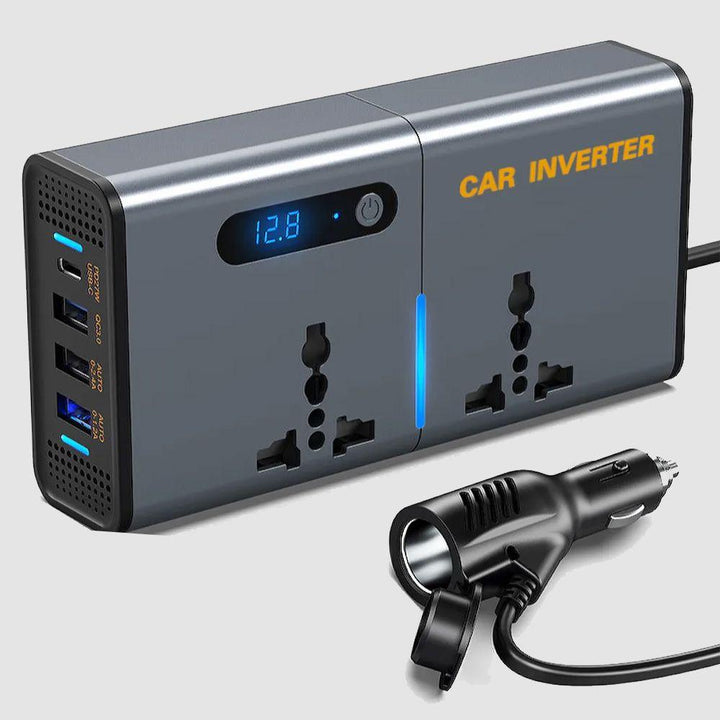 محول سيارة بمداخل شحن usb ومقابس عدد 2 Car Auto Power Converter 12v/24v to ac220v - Dupamine Store - 35.000