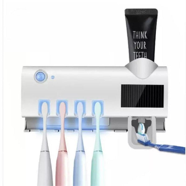 حامل ذكي لفراشي ومعجون الأسنان معقم بأشعة uv يعمل عالطاقة الضوئية smart uv toothbrush sterilizer holder - Dupamine Store - 22.000